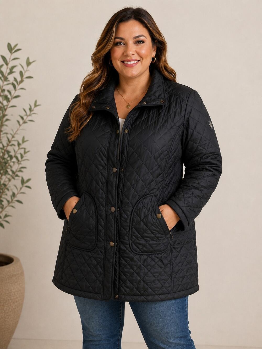 Eddie Bauer Sport Shop Long Jacket Black Snap Insulated Quilted Size L